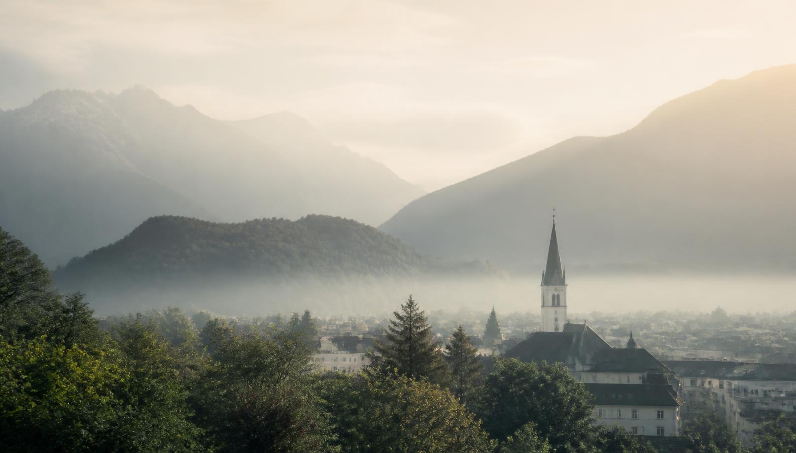 Morgenstimmung über Chur in Graubünden