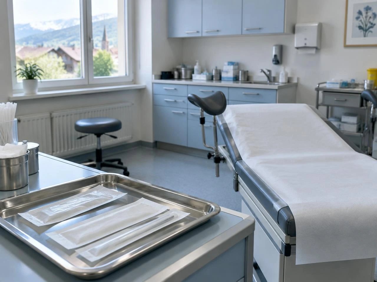 Vorbereiteter gynäkologischer Untersuchungsraum